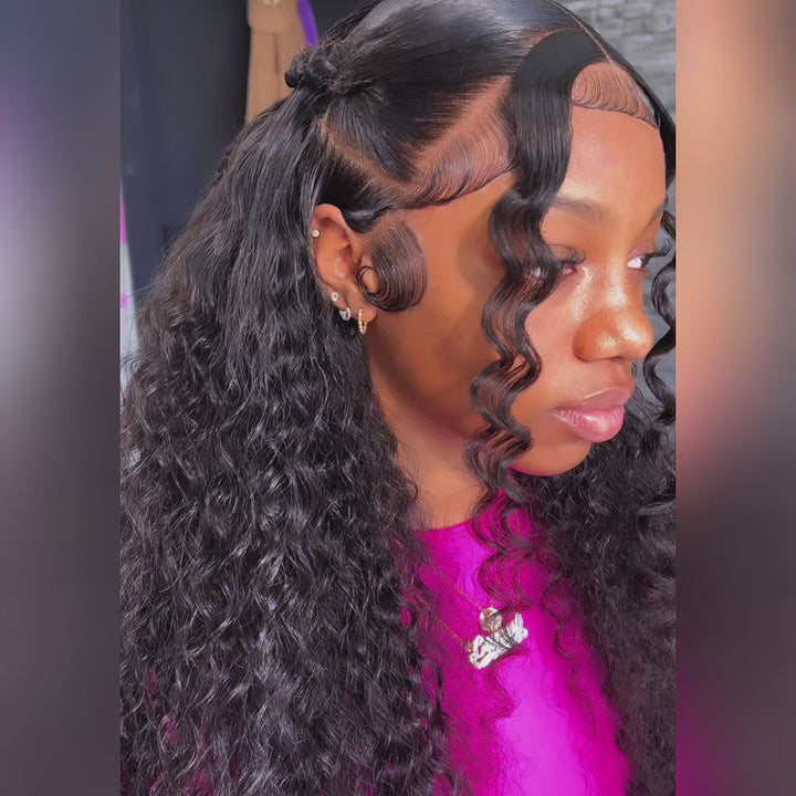 Ishow Deep Wave Wig HD Lace 13x4 Lace Front Wigs 28 Inch Long Human Hair Wigs 200 Density
