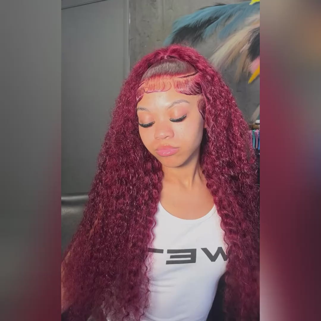 99J Burgundy Bundles with Closure Brazilian Deep Wave Human Hair Bundles with Closure