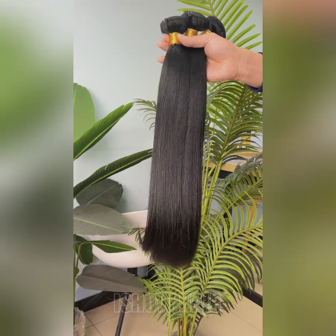 Ishow Brazilian Human Hair 4 Bundles Upgrade Yaki Straight Remy Hair Extension