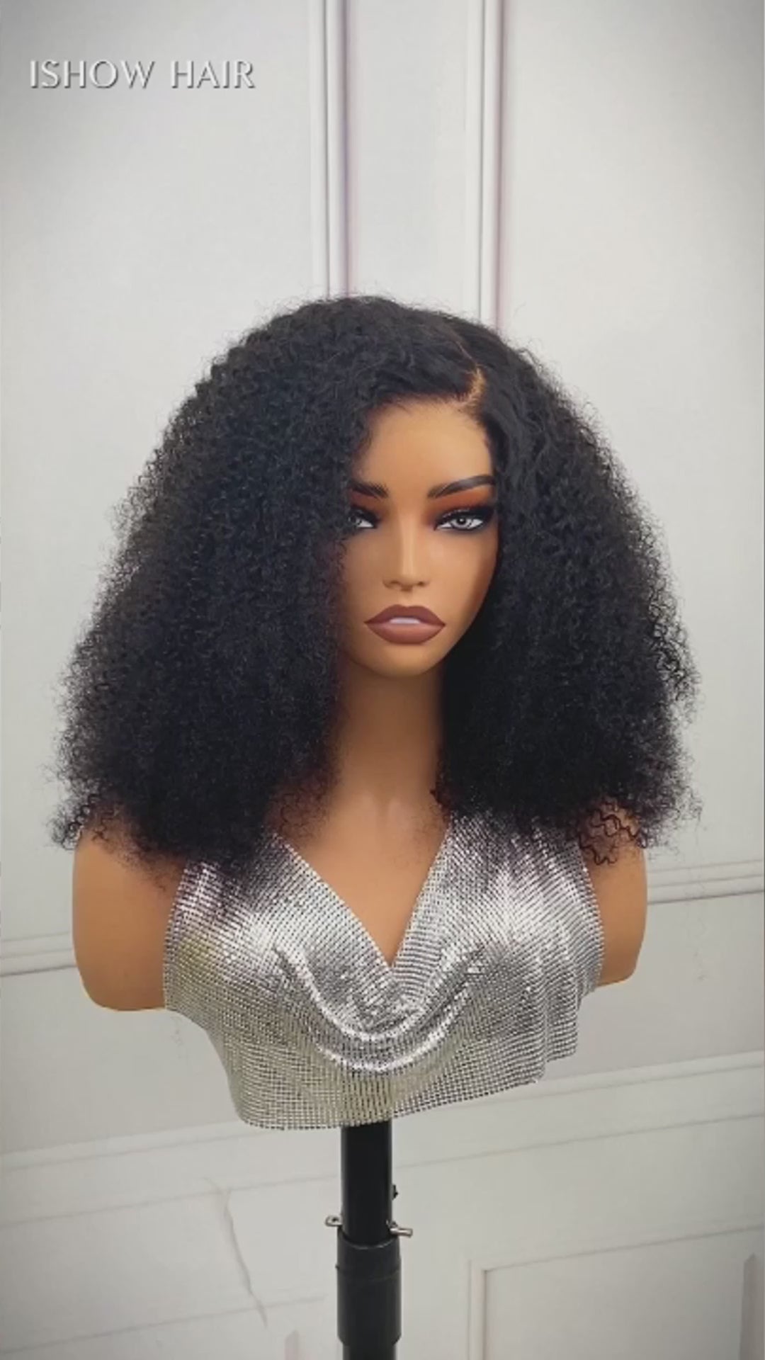 Ishow PPB™ Ready To Wear Kinky Curly C Part Invisible Knots Pre-Cut HD Lace Glueless Wigs Pre Plucked