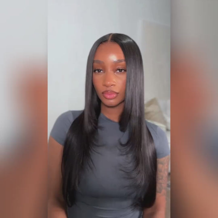 Ishow Layered Cut Glueless Straight And Body Wave Wig 5x5 Lace Closure And 13x4 Lace Front Pre-Everything Human Hair Wigs