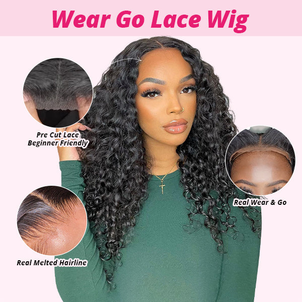 Model With Water Wave Wig Highlighting Pre-Cut Lace and Natural Hairline Details