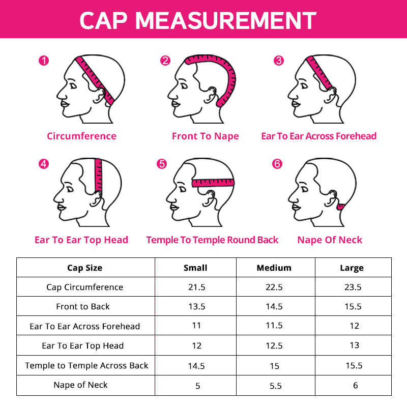 Cap Size Measurement Guide for Wig Fitting With Measurements in Inches