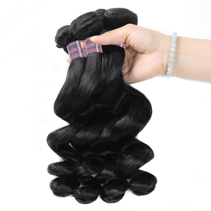 Virgin Brazilian Loose Wave Hair 3 Bundles with 4x4 Lace Closure Ishow Hair - IshowHair