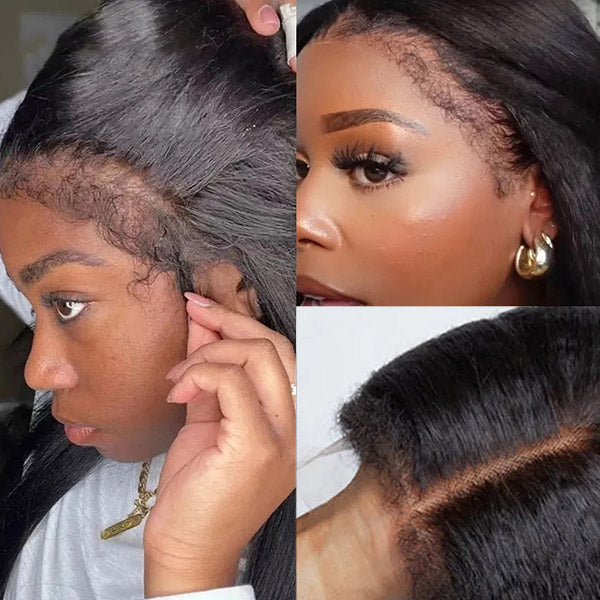 Woman Showcasing 4C Edges With HD Lace Frontal Wig Application