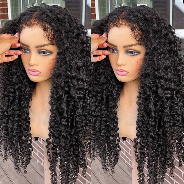 Type 4C Kinky Curly Human Hair Wig With Realistic Hairline On Mannequin Head