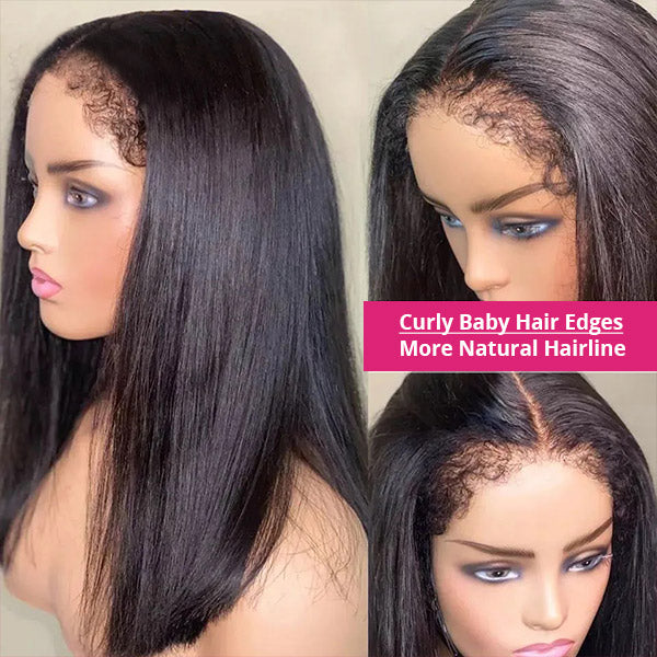 4C Edges HD Lace Frontal Wig On Mannequin With Curly Baby Hairs for a Natural Look