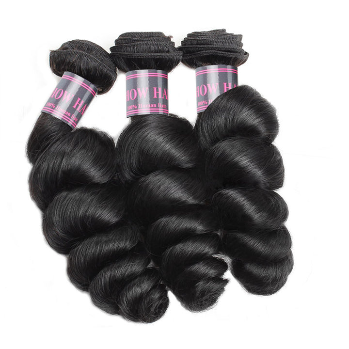 Virgin Peruvian Loose Wave 3 Bundles with 4*4 Lace Closure Ishow Hair Deals - IshowHair