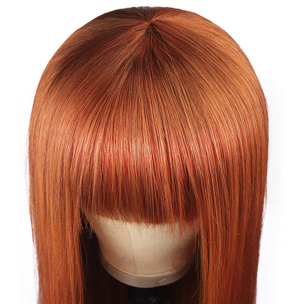 Ishow Beauty Ginger Color Hair No Lace Wig, 100% Unprocessed Straight Human Hair Wigs - IshowHair