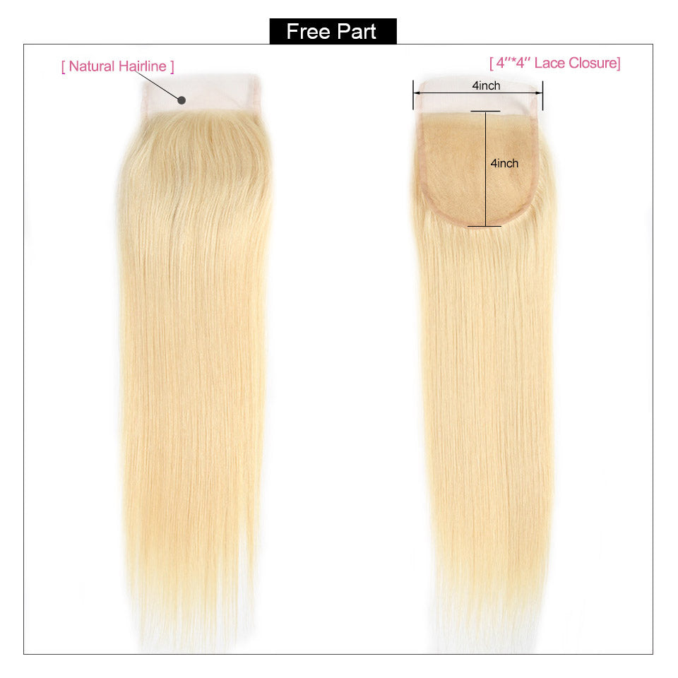 Straight Hair 613# Blonde Hair Bundles With Lace Closure - IshowVirginHair