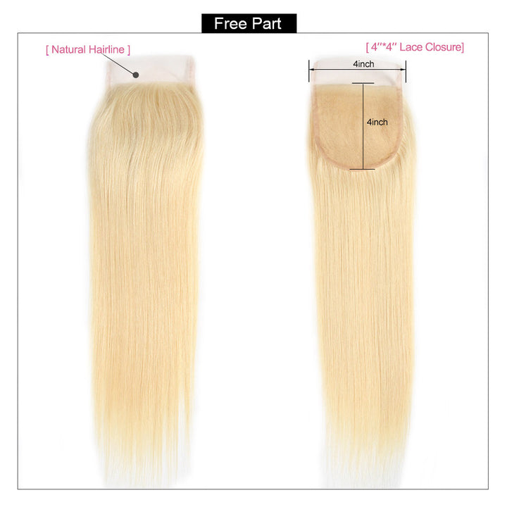 Straight Hair 613# Blonde Hair Bundles With Lace Closure - IshowVirginHair