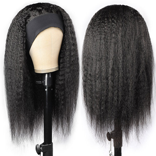 Ishow Beauty Yaki Hair Headband Glueless Wigs Unprocessed Virgin Remy Kinky Straight No Lace  Human Hair Wig - IshowHair