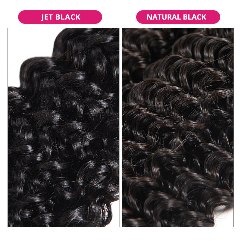 Jet Black vs Natural Black Human Hair Texture Comparison