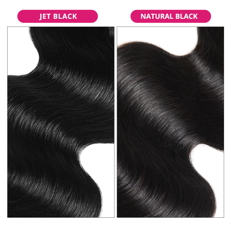 Comparison of Jet Black and Natural Black Human Hair Textures