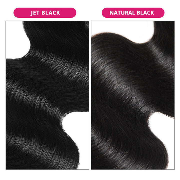 Comparison of Jet Black and Natural Black Human Hair Textures