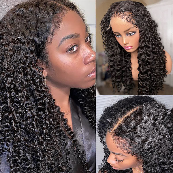 Model and Mannequin in 4C Deep Wave Wig With Defined Curls and Baby Hair Detail