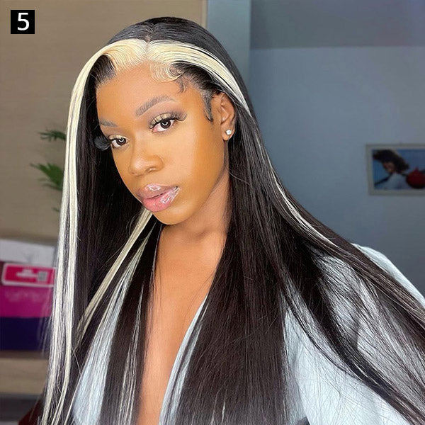 Customized Lace Front Wig With Black and Blonde Straight Hair