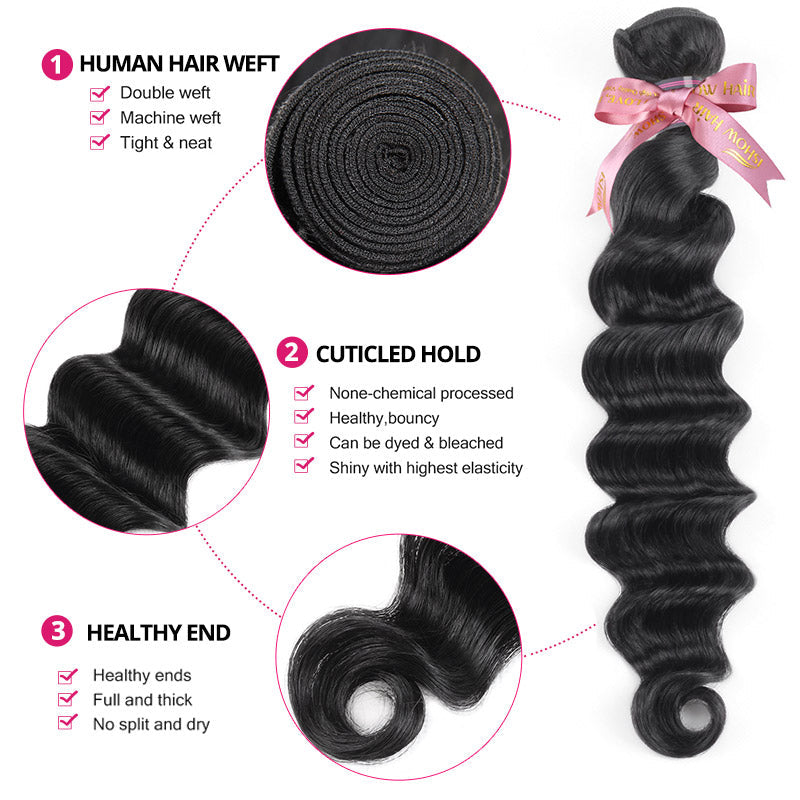 Loose Deep Wave Human Hair Weft With Cuticle Hold and Healthy Ends Displayed On a Roll