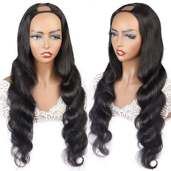 U Part Half Wig Unprocessed Body Wave Human Hair Wigs - IshowHair