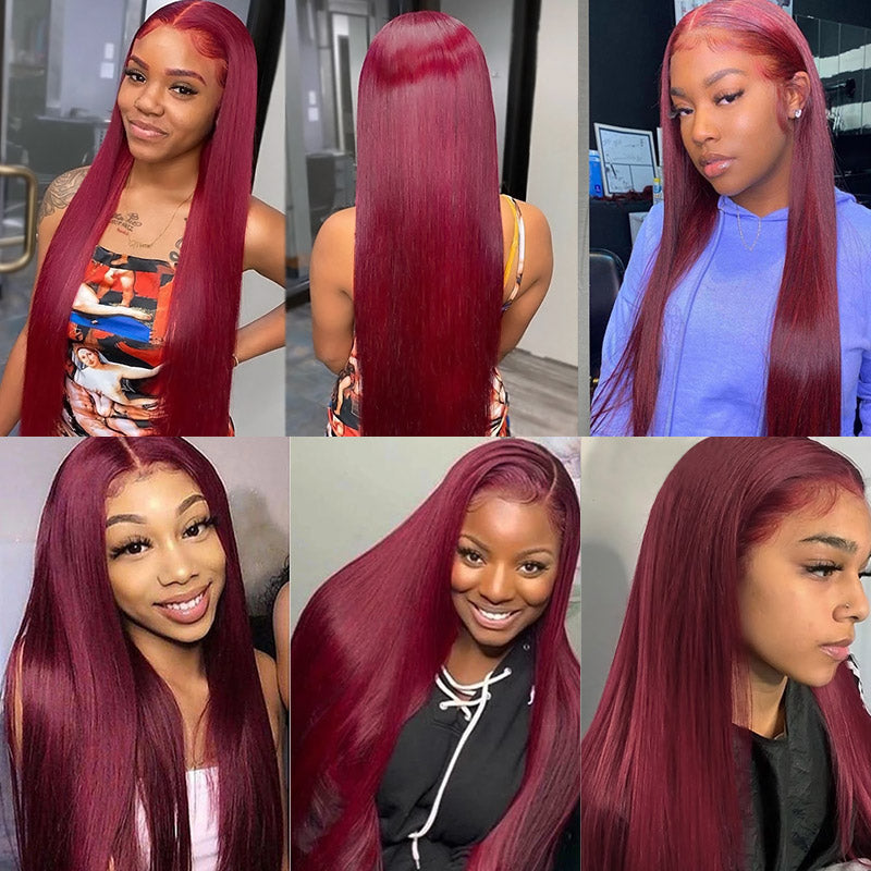 99J Bundles With Closure Remy Straight Human Hair Weave With Lace Closure Brazilian Hair