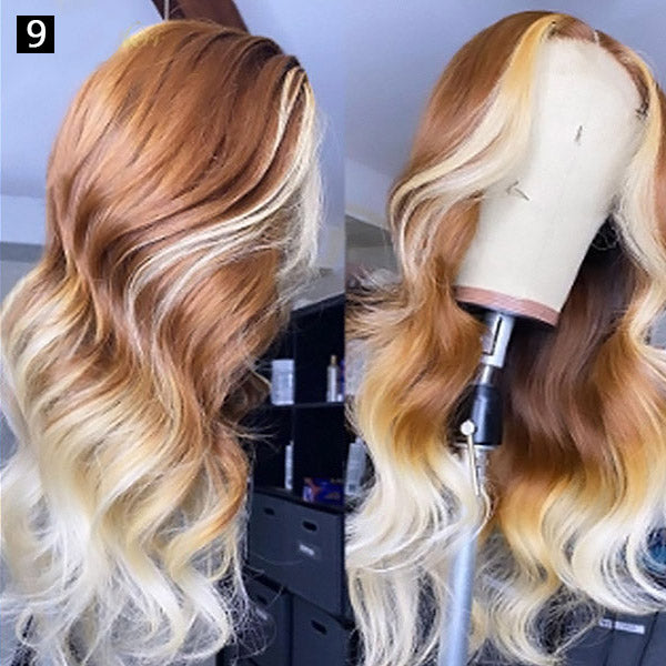 Customized Blonde and Caramel Ombre Lace Front Wig With Soft Waves