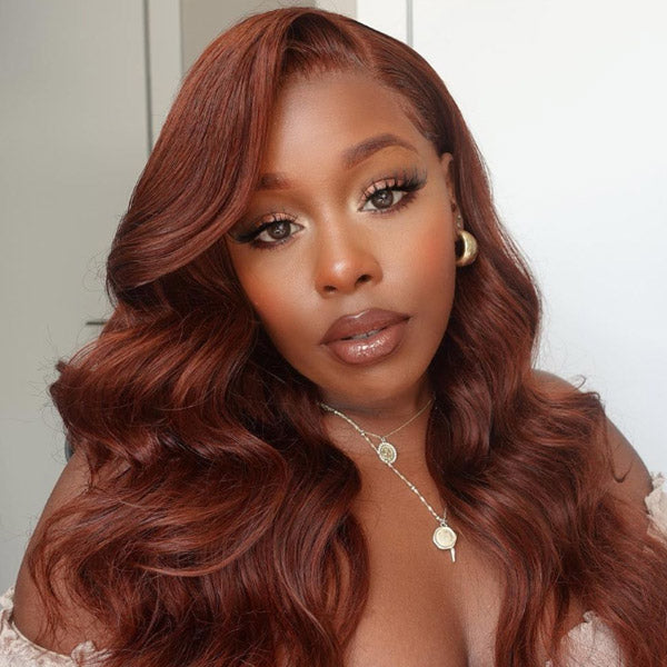 Auburn Wigs Human Hair 13x4 HD Lace Front Wigs Reddish Brown Color 30 Inch Body Wave Transparent Lace Wigs