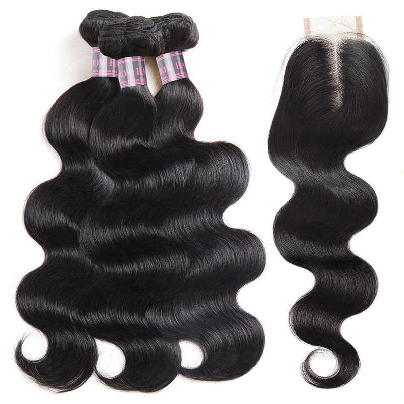 Brazilian Body Wave Hair Bundles With Baby Hair Ishow 3 Bundles Hair Weave With 2X4 Lace Closure - IshowVirginHair