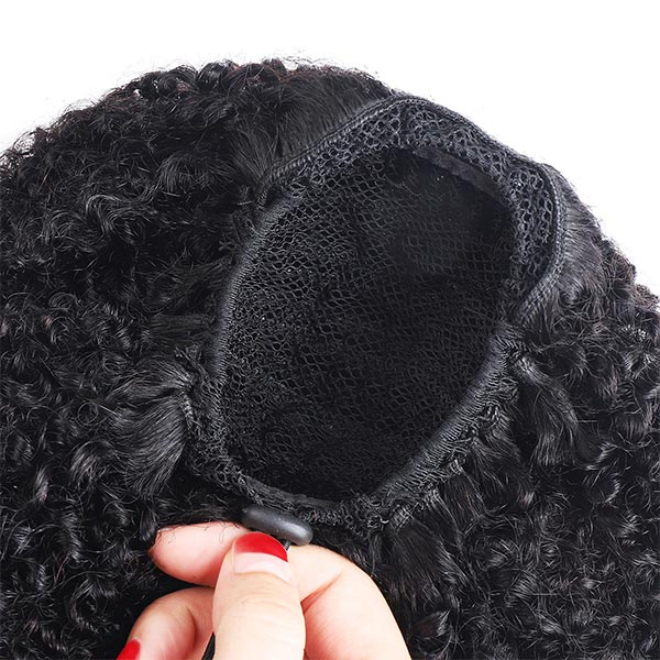 Drawstring Ponytail Afro Curly Human Hair Clip in Hair Extension in Ponytail