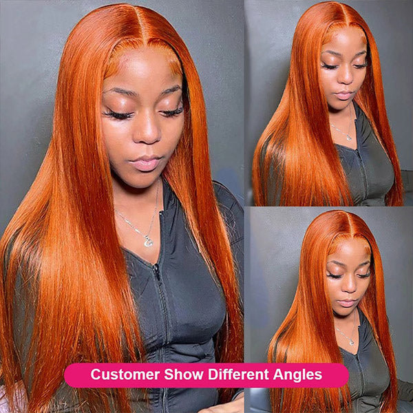 Products Pre Plucked Ginger Lace Front Wigs Straight Human Hair Wigs With Natural Hairline 32Inch Long Lace Wigs