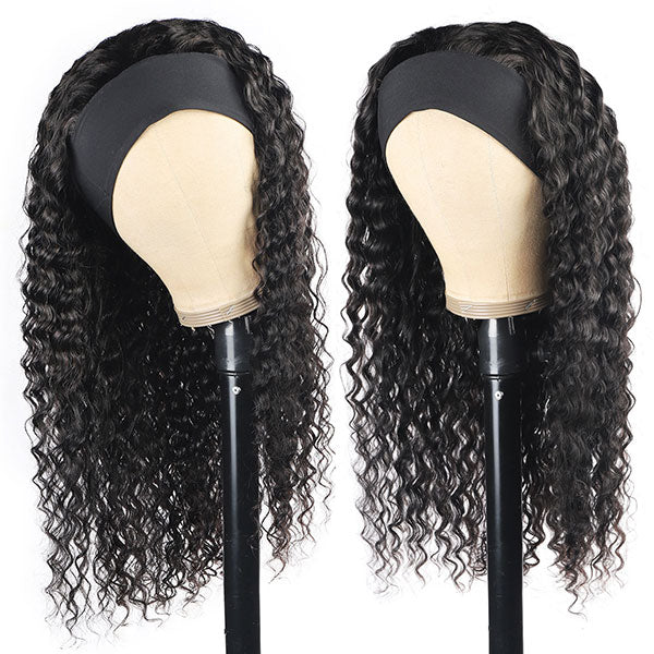 Ishow Beauty Headband Glueless Wigs Deep Wave Virgin Remy Human Hair No Lace Wig - IshowHair