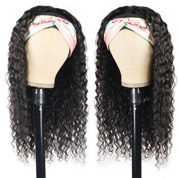 Ishow Beauty Headband Glueless Wigs Deep Wave Virgin Remy Human Hair No Lace Wig - IshowHair