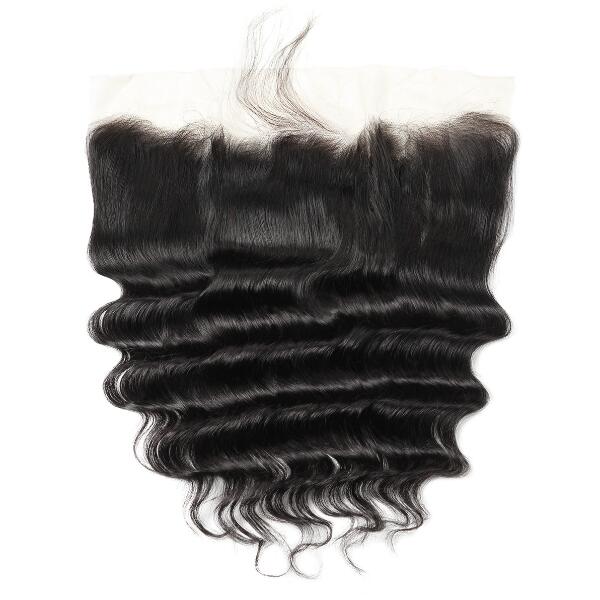 Peruvian Loose Deep Wave Human Hair 3 Bundles With 13*4 Ear To Ear Lace Frontal Closure - IshowHair
