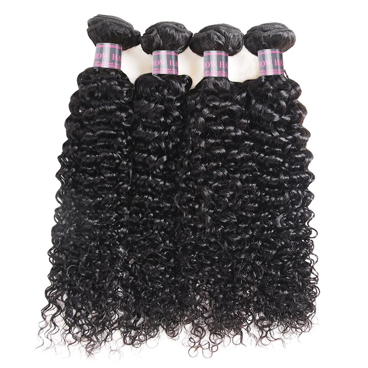 Ishow Virgin Peruvian Curly Human Hair 4 Bundles with 4*4 Lace Closure - IshowHair