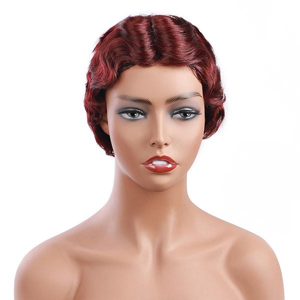 Ishow Short Human Hair Wigs Finger Wave Machine Made Virgin Remy Hair Wig - IshowHair
