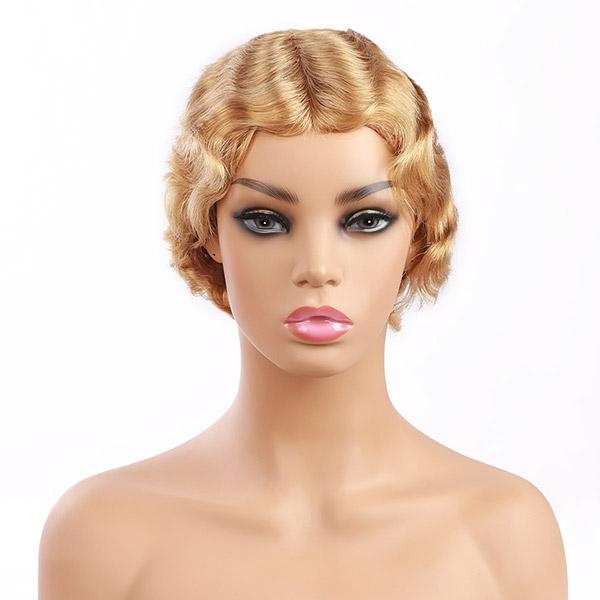 Ishow Short Human Hair Wigs Finger Wave Machine Made Virgin Remy Hair Wig - IshowHair