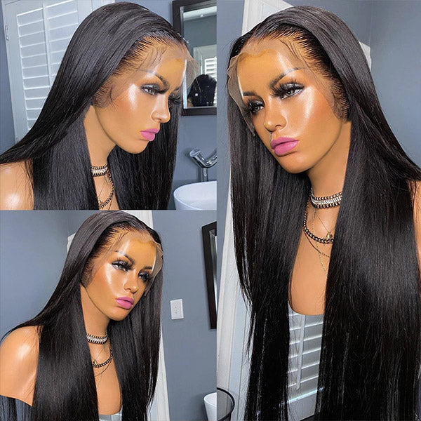 Glueless Lace Front Wigs 13x4 Transparent HD Lace Front Wigs 30 Inch Long Straight Human Hair Wigs
