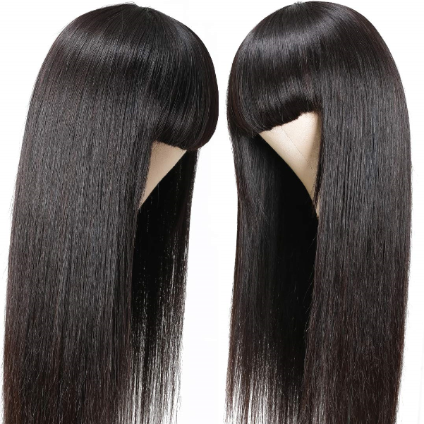 Ishow Beauty Straight Hair Without Lace Human Hair Wig, Unprocessed Machine Made Wig With Bangs - IshowHair