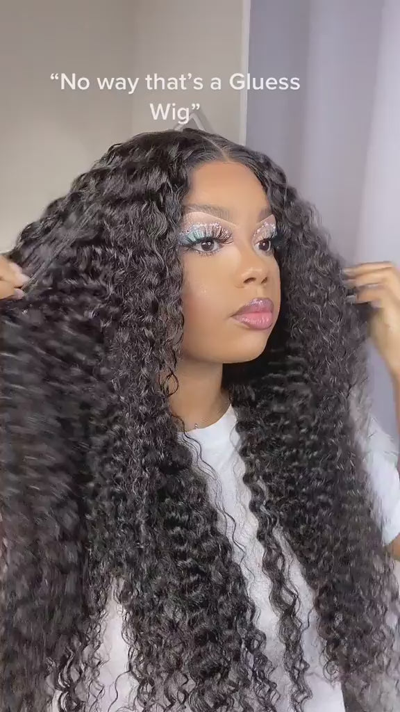 Ishow Pre Cut Lace Curly Human Hair Wigs Ready To Wear Glueless Wigs 4x4 Lace Closure Wigs HD Transparent Lace Wig