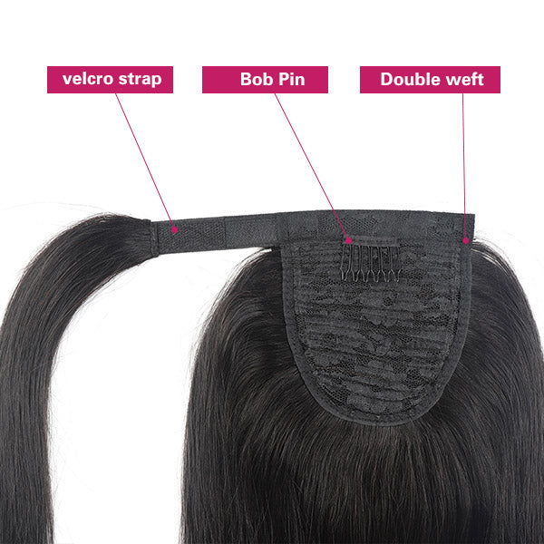Long Ponytail Extension Straight Human Hair For Black Women 30 Inch Ponytail Around Clip in Ponytail