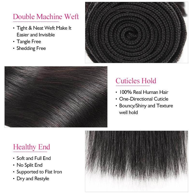 Virgin Peruvian Straight Hair 4 Bundles Ishow Human Hair Weave