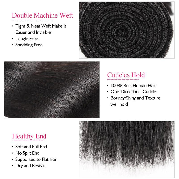 Virgin Peruvian Straight Hair 4 Bundles Ishow Human Hair Weave