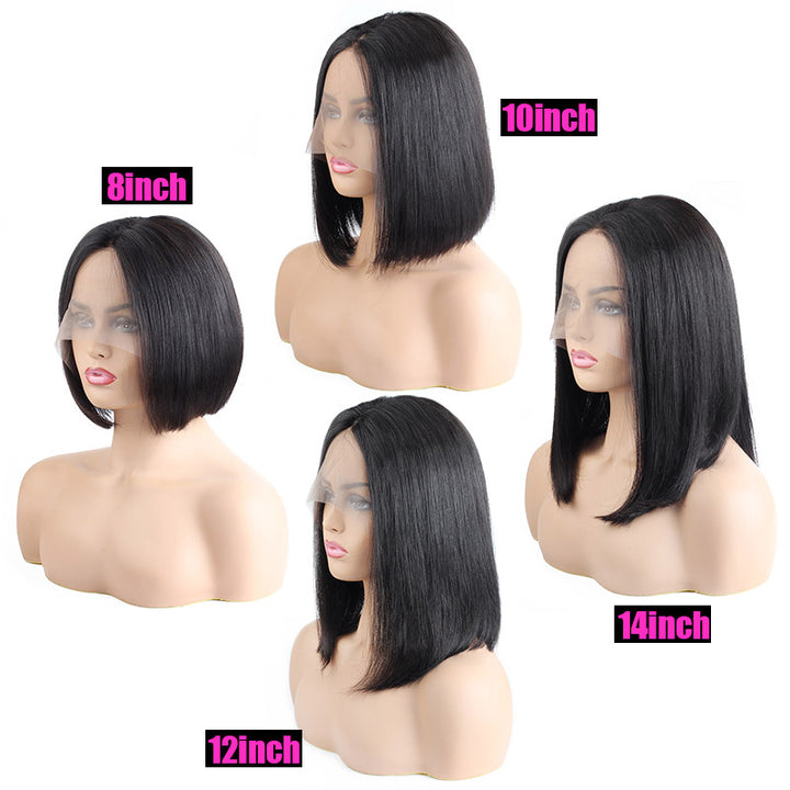 Glueless Human Hair Bob Wigs Peruvian Straight Hair Lace Part Short Bob Wigs - IshowHair