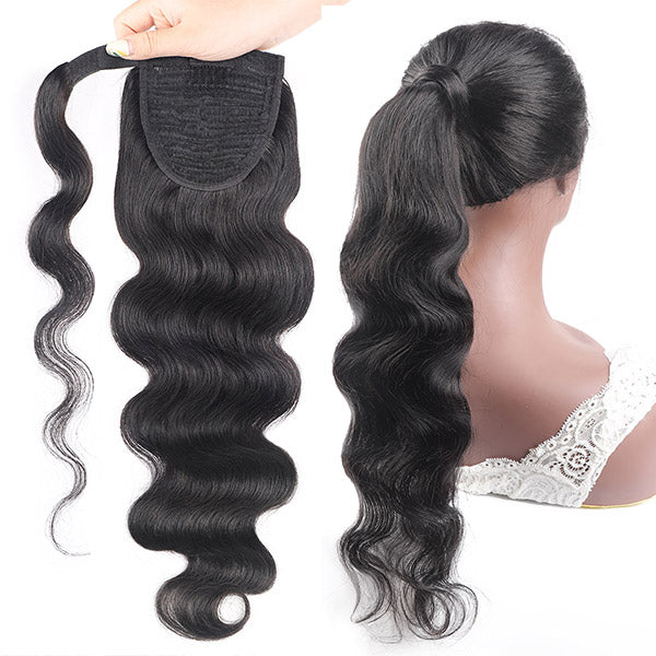 Weave Ponytail Wrap Around Ponytail Extension Body Wave Black Ponytail Hair Extension Virgin Human Hair