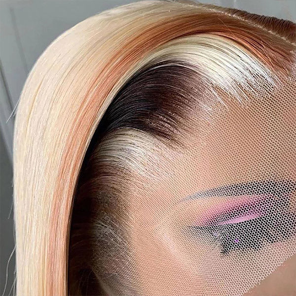 Bone Straight Colored Wigs P4/613 HD Highlight Wigs 13x4 Transparent Lace Front Wigs