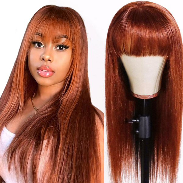 Ishow Beauty New Arrival Machine Made without Lace Wig With Bangs, 100% Human Hair Wigs - IshowHair