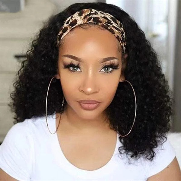 Affordable Headband Wigs Curly Human Hair Wigs With Headbands Short Bob Wigs