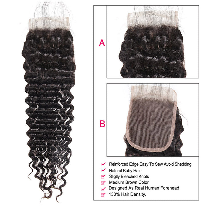 Deep Wave Hair 4*4 Lace Closure With Baby Hair Ishow Hair - IshowHair