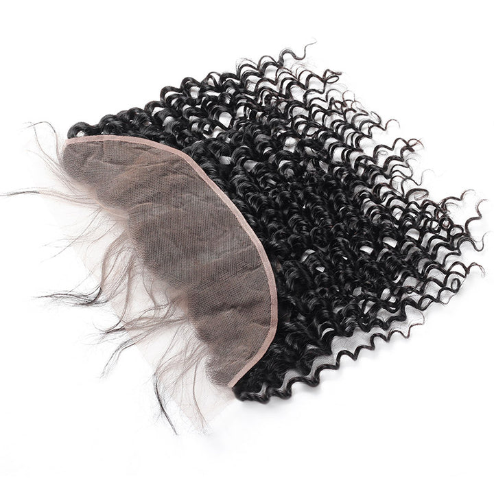 Ishow Virgin Brazilian Hair Deep Wave 3 Bundles with 13*4 Lace Frontal