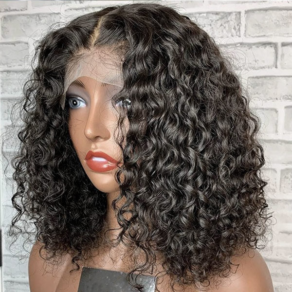 Brazilian Hair Wig 200% Density Short Bob Wigs Deep Wave Lace Front Human Hair Wigs