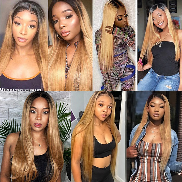 1B 27 Honey Blonde Lace Front Wigs Straight HD 13x4 Front Wigs With Baby Hair Full Lace Wigs Human Hair